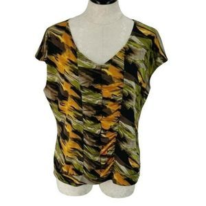 Worthington Abstract Runched Front Blouse Size‎ XL